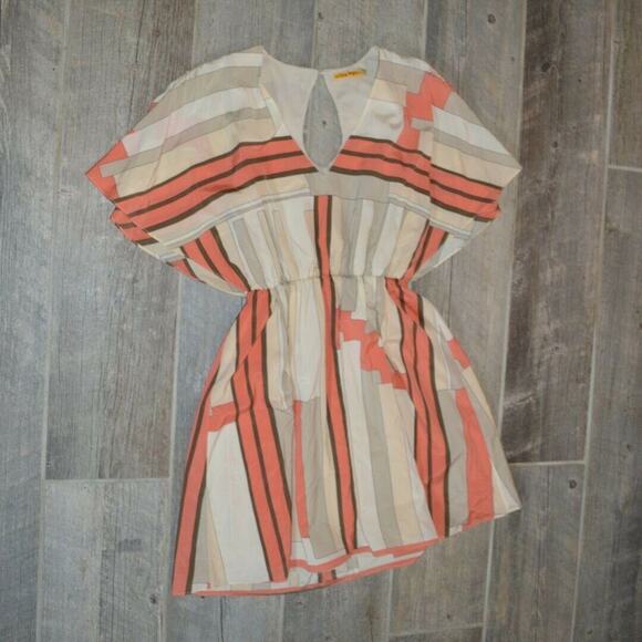 Alice + Olivia S Geometric Silk blend elastic waist midi dress caftan - Picture 7 of 7